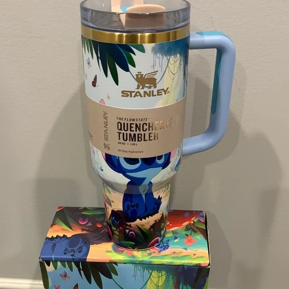 Stanley Light Blue Stitch Travel Mug with Character Art - Picture 2 of 3